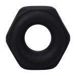 Doc Johnson Rock Solid silikonowy pierścień kanciasty czarny, ergonomiczny, medyczny silikon