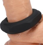 Doc Johnson Rock Solid silikonowy pierścień kanciasty czarny, ergonomiczny, medyczny silikon