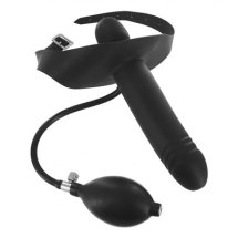 XR Brands nadmuchiwany knebel z anatomiczną końcówką, regulowany rozmiar, czarny