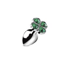 XR Brands Clover Small – metalowy korek intymny z motywem koniczyny, aluminium