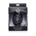 XR Brands Master Series silikonowy żebrowany korek intymny hollow, duży, czarny