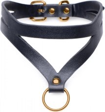 XR Brands Bondage Baddie – regulowana obroża z pierścieniem O-ring, syntetyczna skóra