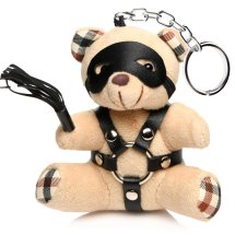 XR Brands Keychain Bear Model BDSM, brelok 3,9 cala, spalonej pomarańczy, zdejmowana opaska