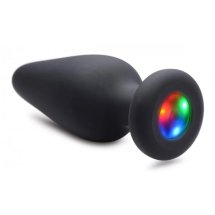 XR Brands Plug analny LED mały – silikonowy, zmienne kolory światła, 3 tryby