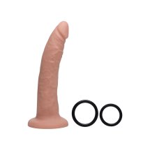 XR Brands Strap-On – silikonowy model z uprzężą 19 cm, podwójna gęstość, wymienne pierścienie