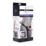 XR Brands Strap-On – silikonowy model z uprzężą 19 cm, podwójna gęstość, wymienne pierścienie