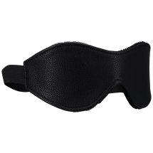 Doc Johnson Vegan Leather czarna maska na oczy z miękką podszewką, regulowany pasek