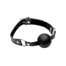 XR Brands silikonowy knebel XL z kulką 5 cm, regulowany pasek, czarny