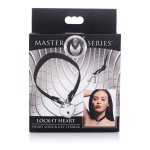 XR Brands Choker Locking Heart czarny, regulowany pasek z zamkiem serce i kluczami