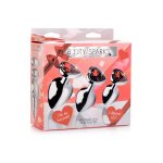 XR Brands Red Heart zestaw trzech anatomicznych korków aluminiowych z czerwonym sercem