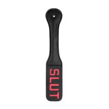 Ouch! Paddle SLUT – skórzane, elastyczne wiosło z tłoczonym napisem, czarne