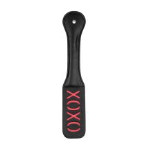 Shots Ouch! Paddle XOXO – czarne, precyzyjne akcesorium skórzane z motywem