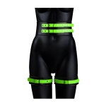 Ouch! Glow in the Dark L/XL – kajdanki na uda z paskiem, fluorescencyjne, regulowane