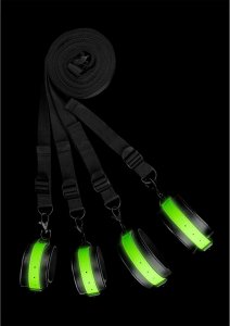 Ouch! Glow in the Dark – zestaw mocowań do łóżka, fluorescencyjny, regulowane paski