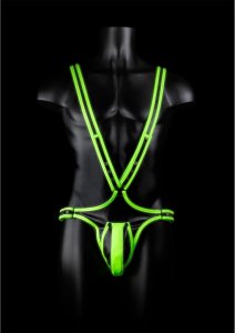 Ouch! Glow in the Dark uprząż na ciało S/M, fluorescencyjna, regulowana konstrukcja