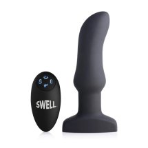 XR Brands Swell Plug silikonowy, nadmuchiwany, zakrzywiony, wibrujący, pilot