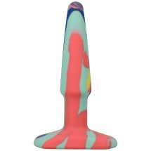 Doc Johnson A-Play Groovy silikonowy korek anatomiczny 10 cm, wielokolorowy wzór