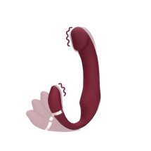 Loveline Merlot Grape – wibrujący zakrzywiony model do systemu Strap-On, silikonowy