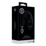Ouch! Fox Tail Plug metalowy z puszystym ogonem, srebrny/czarny, anatomiczny kształt