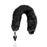 Ouch! Fox Tail Plug metalowy z puszystym ogonem, srebrny/czarny, anatomiczny kształt
