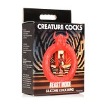 XR Brands Beast Mode – silikonowy pierścień intymny, czerwony, motyw bestii, elastyczny