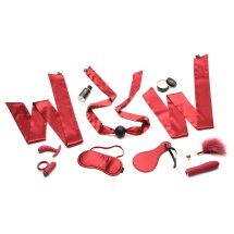 XR Brands Bliss Bondage – zestaw do masażu i relaksu z akcesoriami, wibrujące elementy, satynowe dodatki