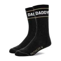Prowler RED Daddy skarpety czarne z białym logo i napisem, uniwersalny rozmiar